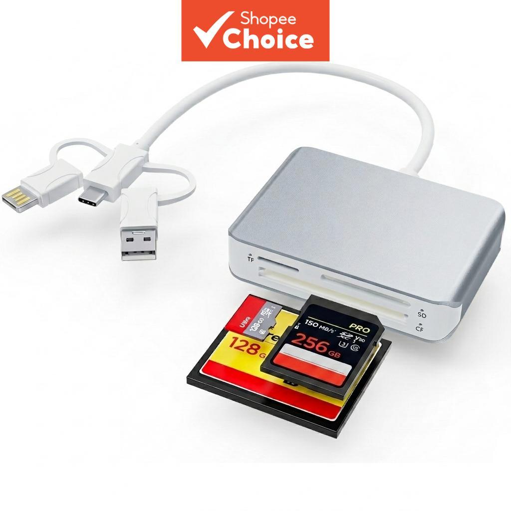 เครื่องอ่านการ์ด Compact Flash CF/TF/SD สําหรับอุปกรณ์ USB/Type-C อะแดปเตอร์หน่วยความจําอ่านการ์ดพร้