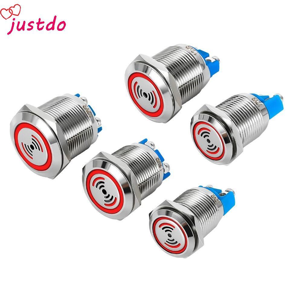 JUSTODO Metal Buzzer, 16 มม.19 มม.22 มม.เสียงดังนาฬิกาปลุกเตือน Buzzer, 12V 24V กันน้ําสแตนเลส Buzze