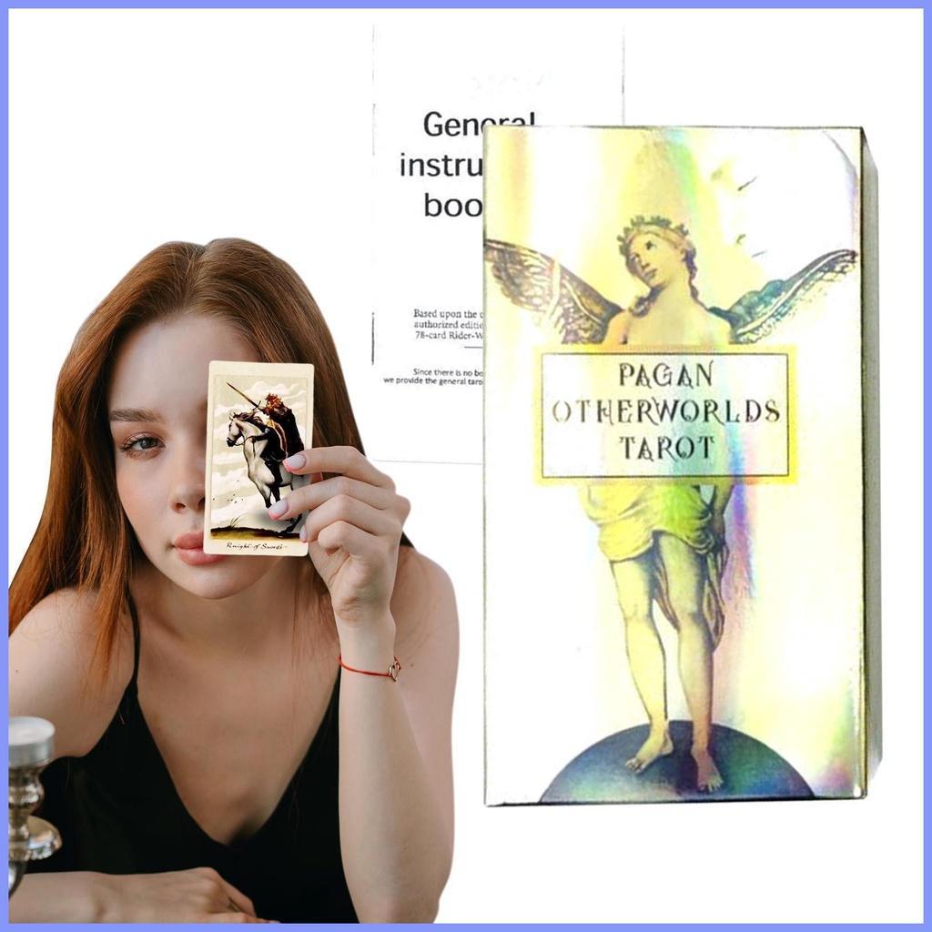 ไพ่ทาโรต์สําหรับผู้เริ่มต้น Pagan Otherworlds Vintage Tarot Future Telling ชุดการ์ดเกมพร้อมกล่องสีสั