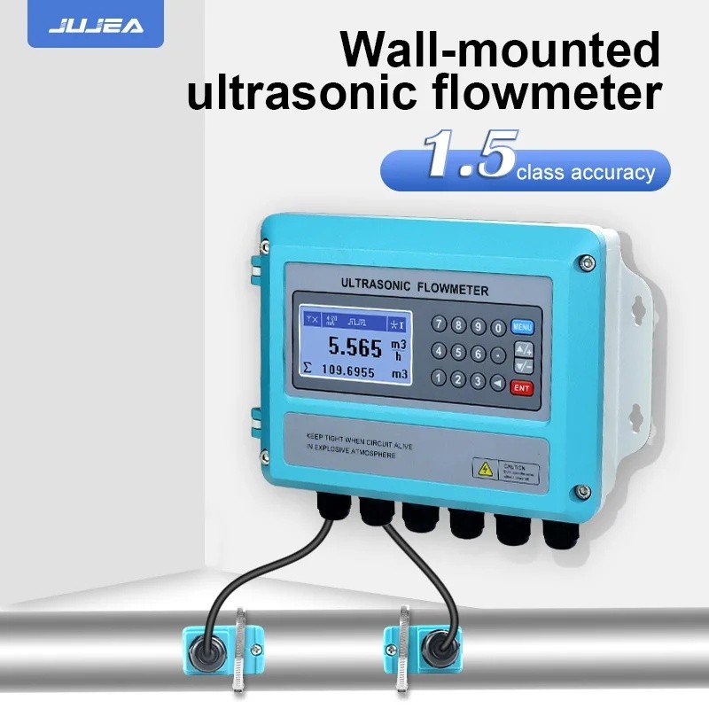 PLL0 Ultrasonic Flowmeter ติดผนัง Liquid Flow Sensor RS485 4-20mA สัญญาณเอาต์พุต