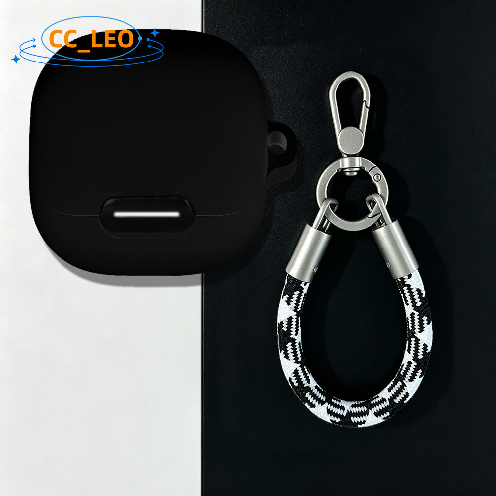 Suitable for Anker Soundcore Liberty 4 NC Silicone Soft Case Cute Metal Finger Ring Lanyard Pendant 