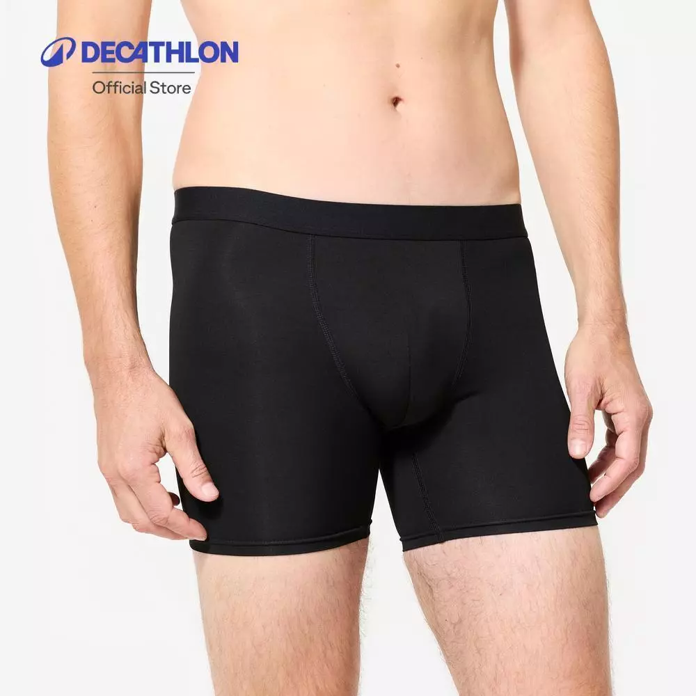 Decathlon Men'S Breathable Microfibre Boxers กางเกงบ็อกเซอร์ผู้ชายใส่วิ่ง ระบายอากาศได้ดี - Black