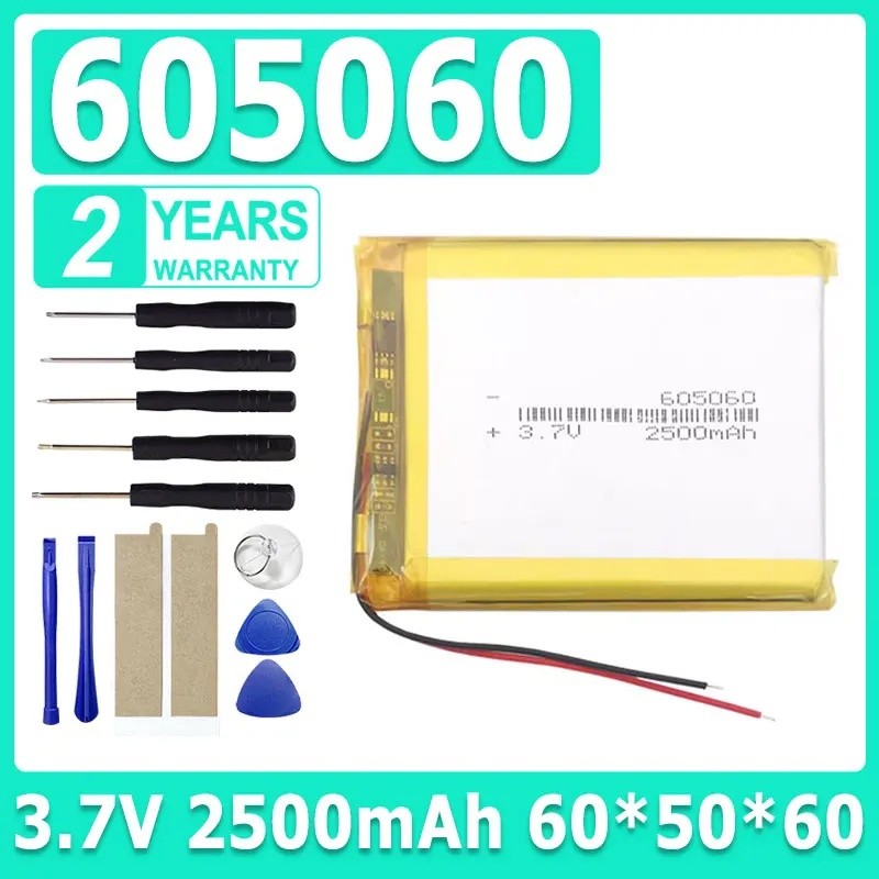 3.7V 2500mAh 605060 แบตเตอรี่ลิเธียมโพลิเมอร์ Li-Po li ion แบตเตอรี่สําหรับ MP3 MP4 MP5 GPS DVD แท็บ