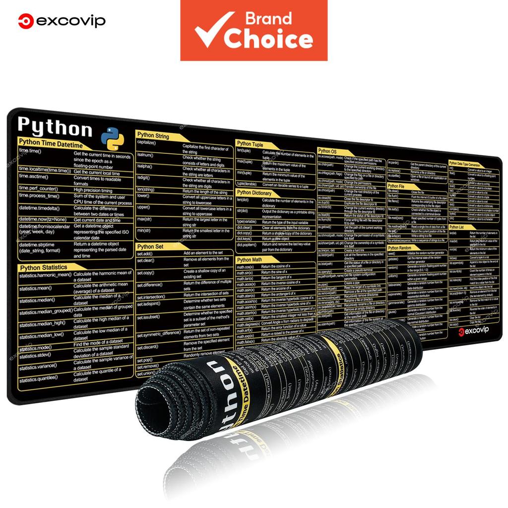 แผ่นรองเมาส์แป้นลัด Python ภาษาอังกฤษ ขนาดใหญ่ เย็บขอบเรียบร้อย นุ่มสบาย กันลื่น สําหรับคอมพิวเตอร์ตั้งโต๊ะ แล็ปท็อป อุปกรณ์สํานักงานจาก excovip