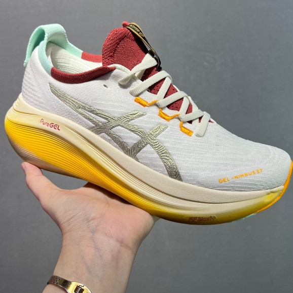 Asics Gel Nimbus 27 ผู้ชายผู้หญิงรองเท้าวิ่ง Nimbus 27 Shock Absorption รองเท้าผ้าใบ 4D3O PSJP