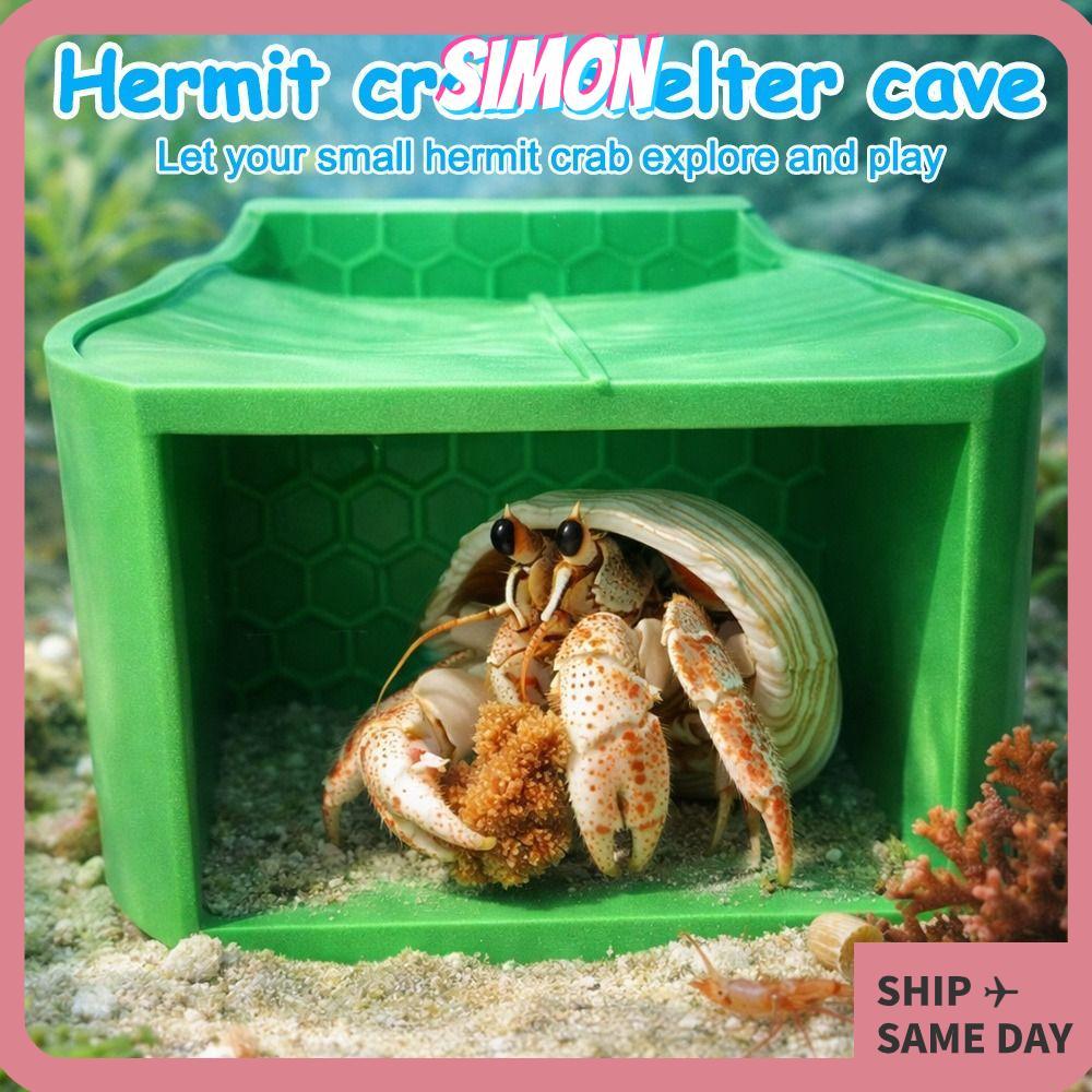 SIMON Hermit Crab House, ชามอาหารคู่ Textured Ramp Hermit Crab Tunnel Shelter, Climbing Ramp Obation