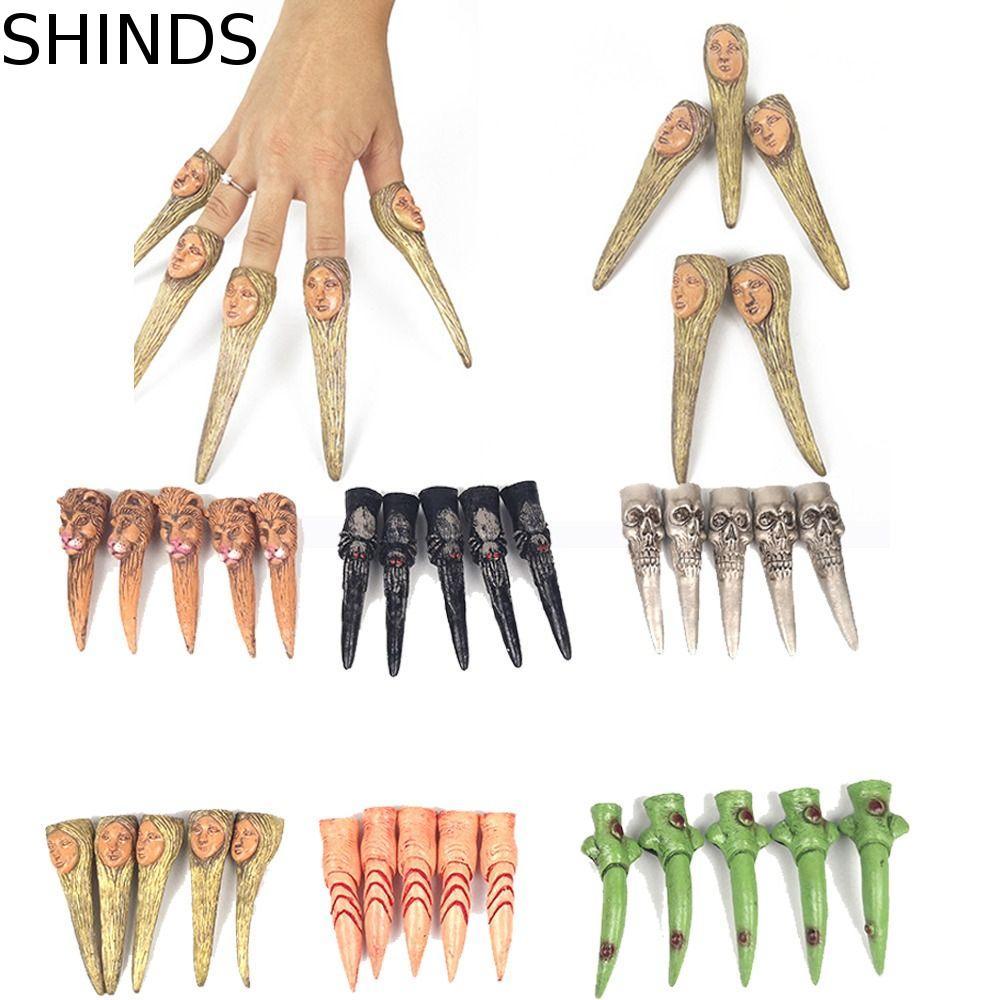 SHINDS Zombie Witch Finger Cot, Ghost Lion Halloween Finger Cover, Creative Spider Latex Skull Fake 