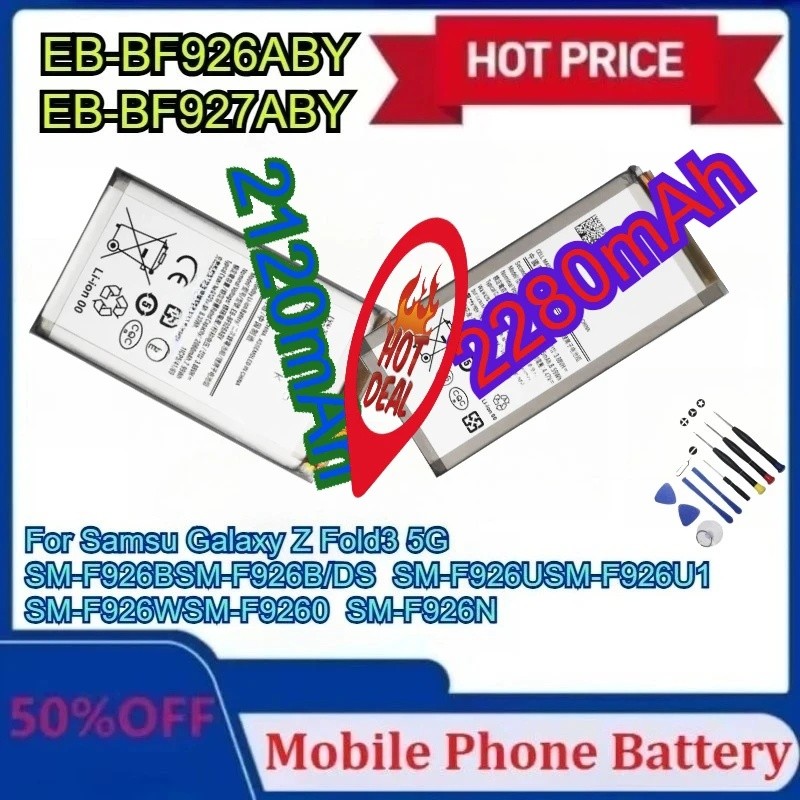 ใหม่ EB-BF926ABY/EB-BF927ABY 2120mAh/2280mAh แบตเตอรี่สําหรับ Samsung Galaxy Z พับ 3 5G F926 F927 เป