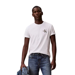 CALVIN KLEIN เสื้อยืดคอกลมผู้ชาย Monologo Graphic ทรง Regular รุ่น 4RF835G YAF-สีขาว