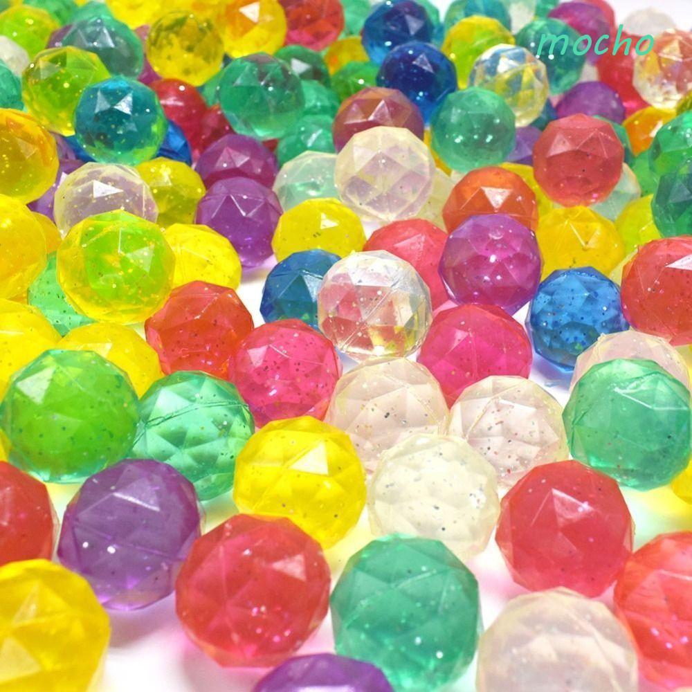 MOCHO 6 ชิ้นยาง Bouncy Ball, Rainbow สีเพชร Bouncy Ball, เพชรรูปร่าง Ball ขนาดใหญ่สุ่ม Bouncy ของเล่