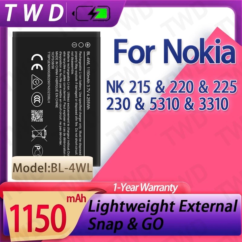 BL-4WL BL4WL แบตเตอรี่ความจุขนาดใหญ่สําหรับ Nokia NK 215 220 225 230 5310 3310 แบตเตอรี่ใหม่ High Qu