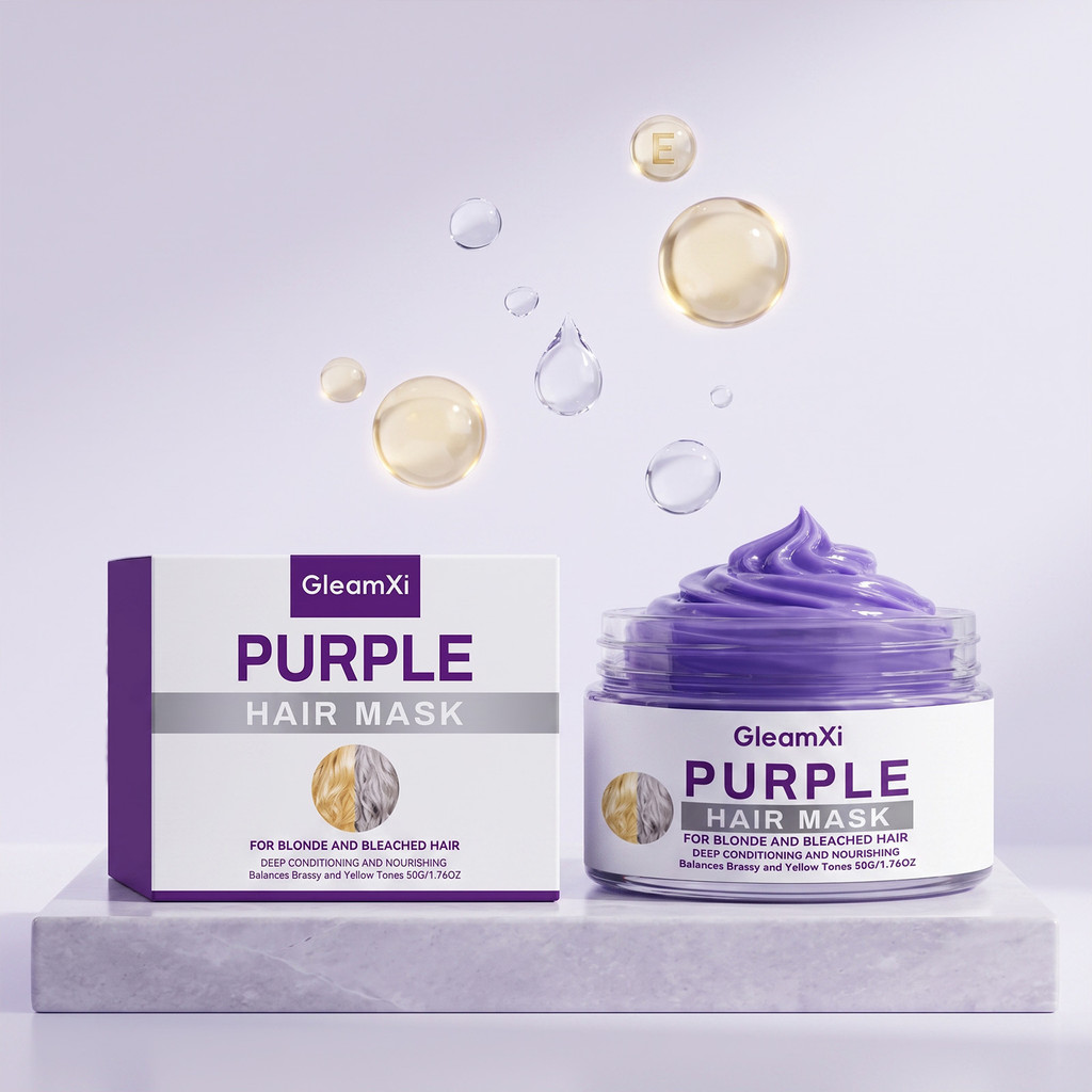 GleamXi Purple Care Hair Mask Delicate Smooth Frizzy Hair Tail Hair Daily Hair Gentle Care Hair Mask