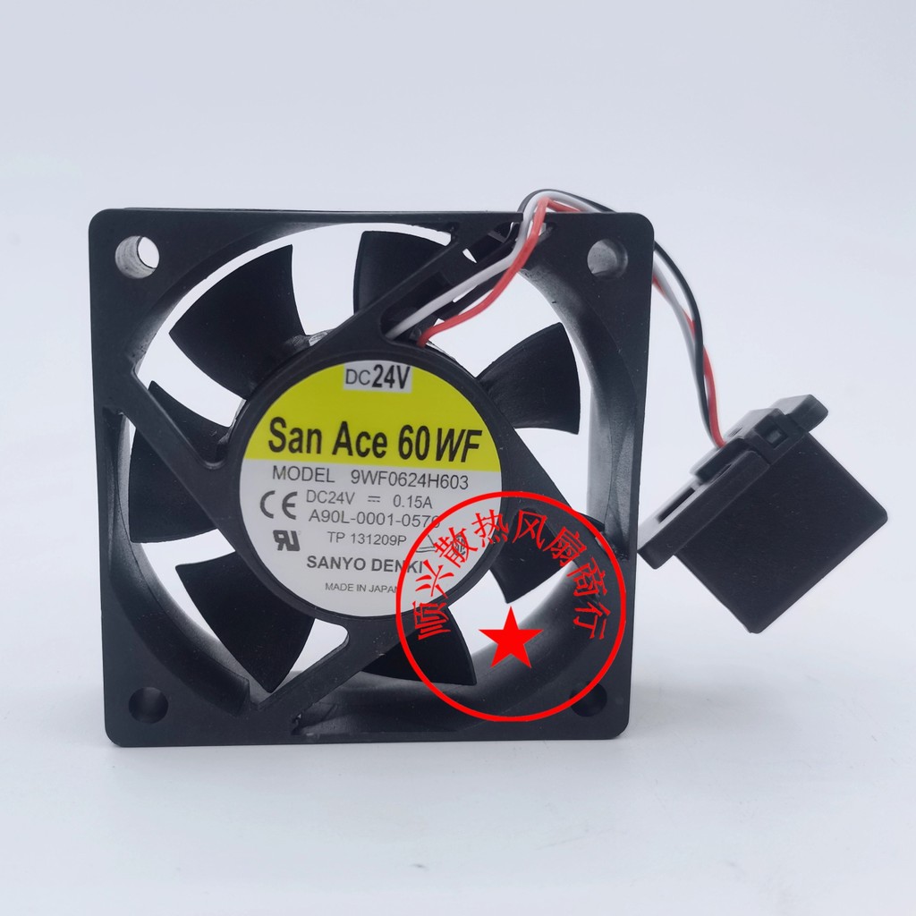 ยี่ห้อใหม่ Sanyo 9WF0624H603 DC24V 0.15A 6020 3 สาย Fenaco Plug พัดลมระบายความร้อน