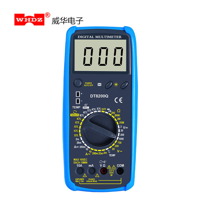 มัลติมิเตอร์สำหรับยานยนต์รุ่น DT8200Q ใช้สำหรับทดสอบมุมปิดวงจร, มุมการจุดระเบิด และรอบเครื่องยนต์ของ