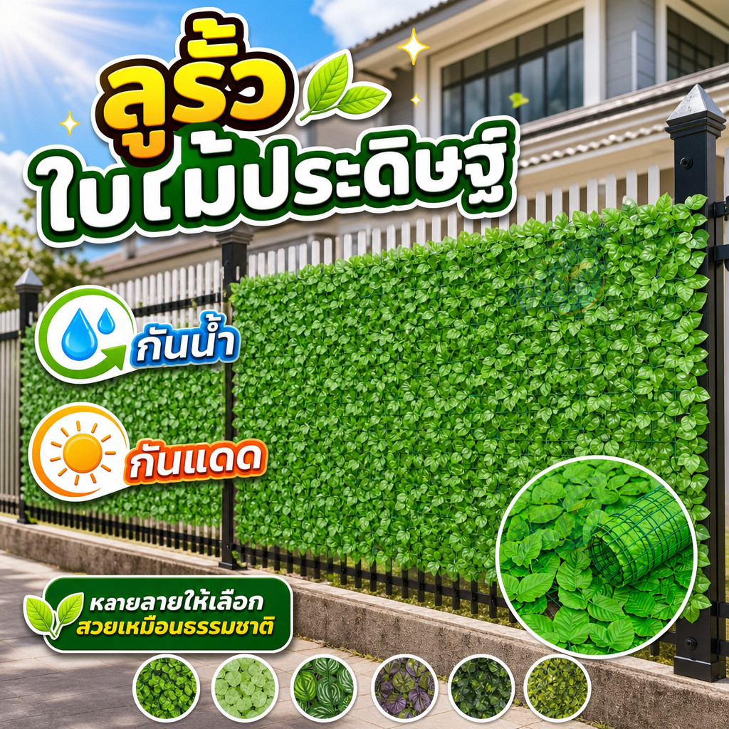 (พร้อมส่ง) รั้วใบไม้ประดิษฐ์ รั้วแต่งบ้าน รั้วแต่งสวน 0.5x3/1x3เมตร ติดตั้งง่าย สามารถใช้งานได้นาน 10 ปี