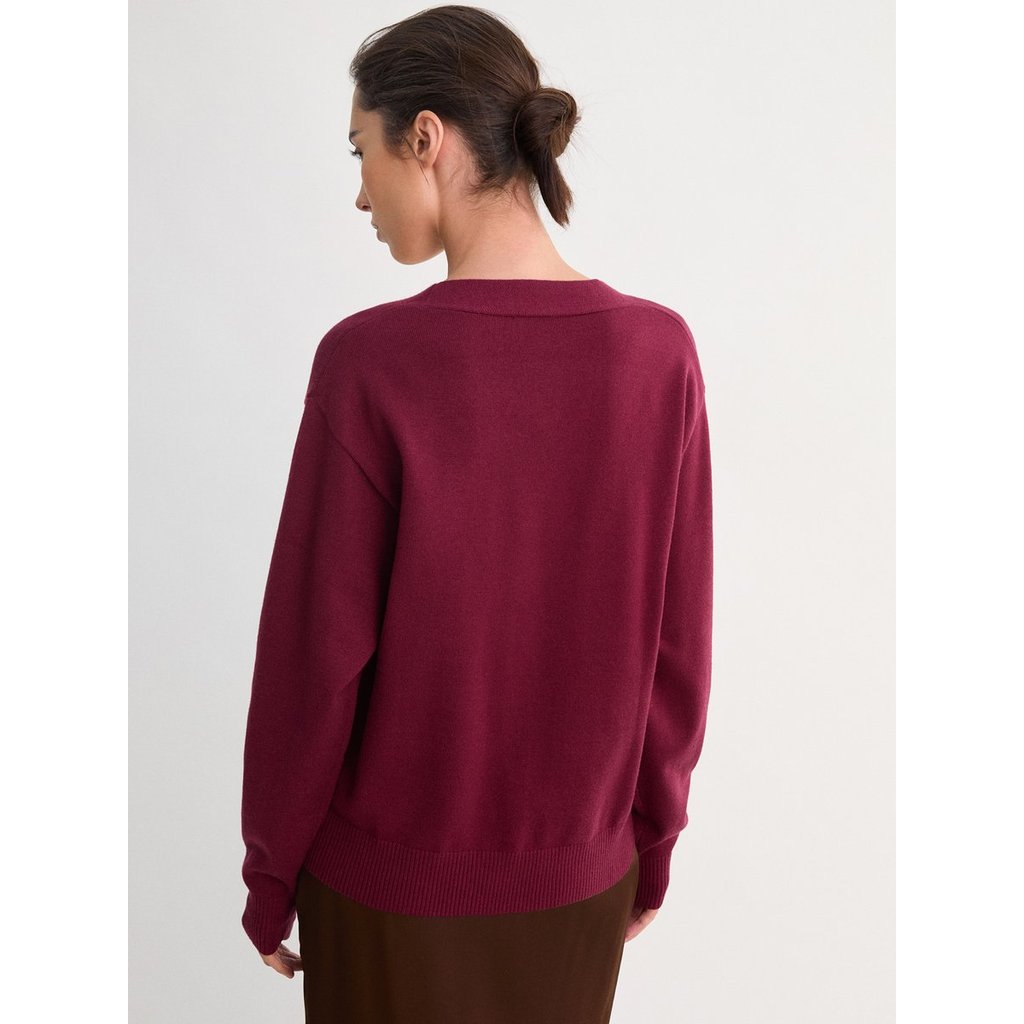 [Pomelo] เสื้อคาร์ดิแกนถักคอวี / V-Neck Knit Cardigan — صورة 5