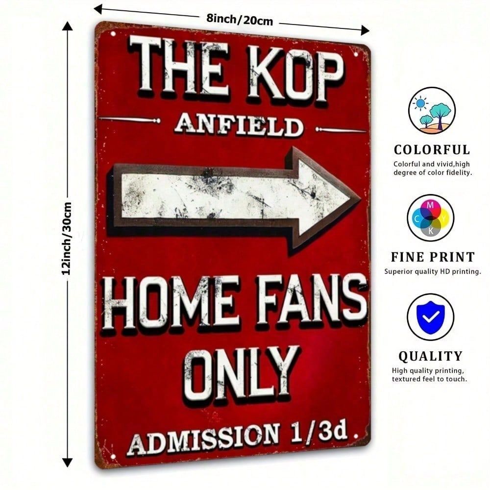 CIFbuy Retro Metal Wall Sign Anfield Kop Stadium Vintage Football Decor สําหรับแฟนๆ Man Cave