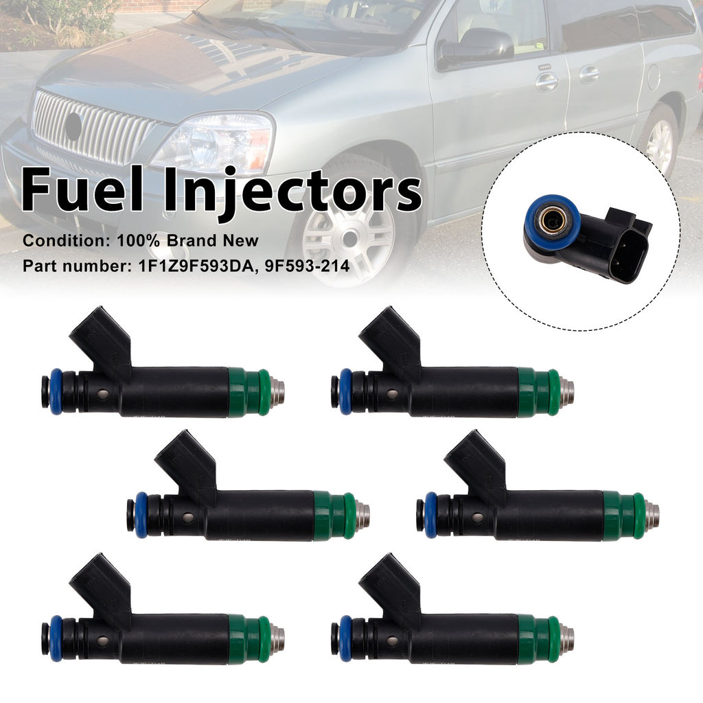 6PC 1F1Z9F593DA หัวฉีดน้ํามันเชื้อเพลิง 9F593-214 สําหรับ Mercury Monterey Ford Freestar