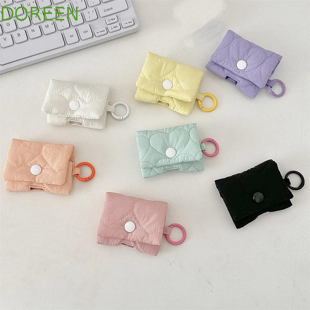 DOREEN Heart Headphone Bag, Balletcore Candy Color Headphone Storage Bag, Cute Korean Style Soft Blu