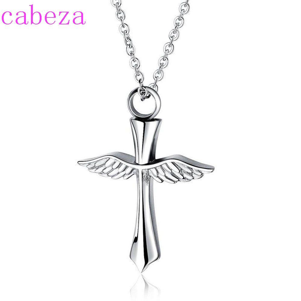 CABEZA Urn สร้อยคอ Cross 1 ชิ้นอนุสรณ์สแตนเลสแฟชั่น Vial จี้