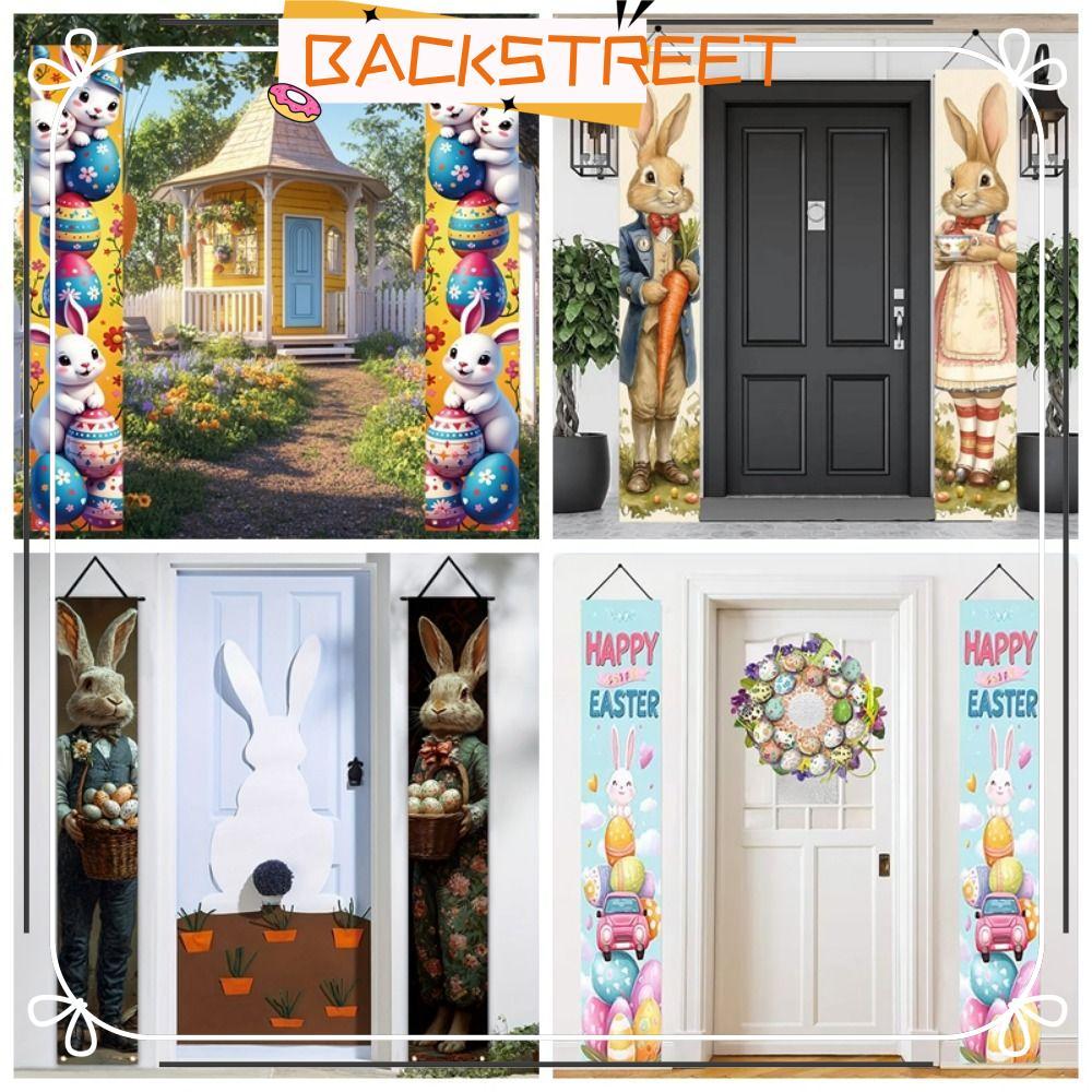 BACKSTAGE Easter Door Banners, Easter Celebration โพลีเอสเตอร์ Happy Easter Couplet, Cute Vibrant Ea