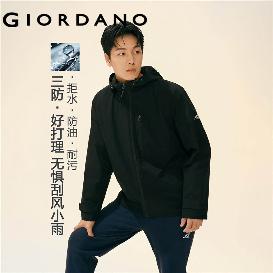 GIORDANO MEN G-MOTION print multi-pocket hooded windbreaker 01076693