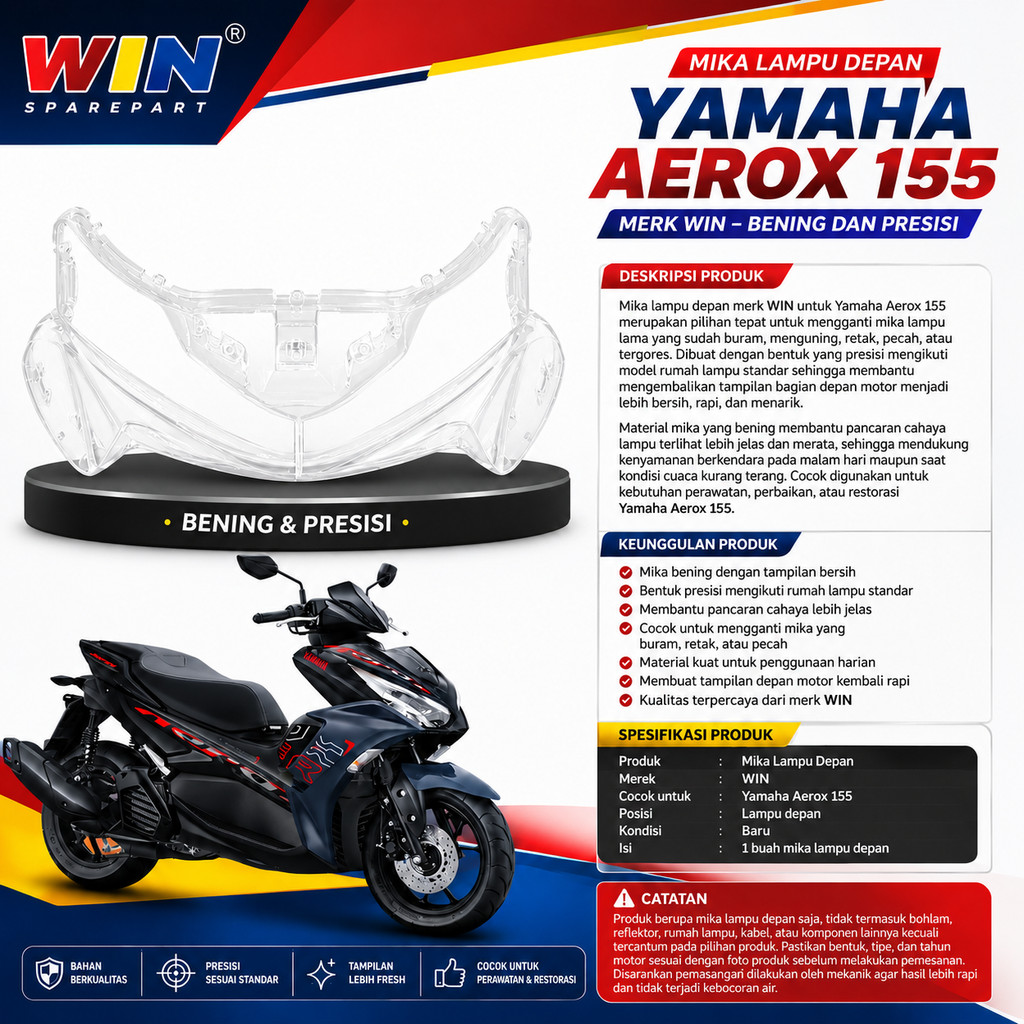 AEROX 155 ไฟหน้า ยี่ห้อ MICRA WIN