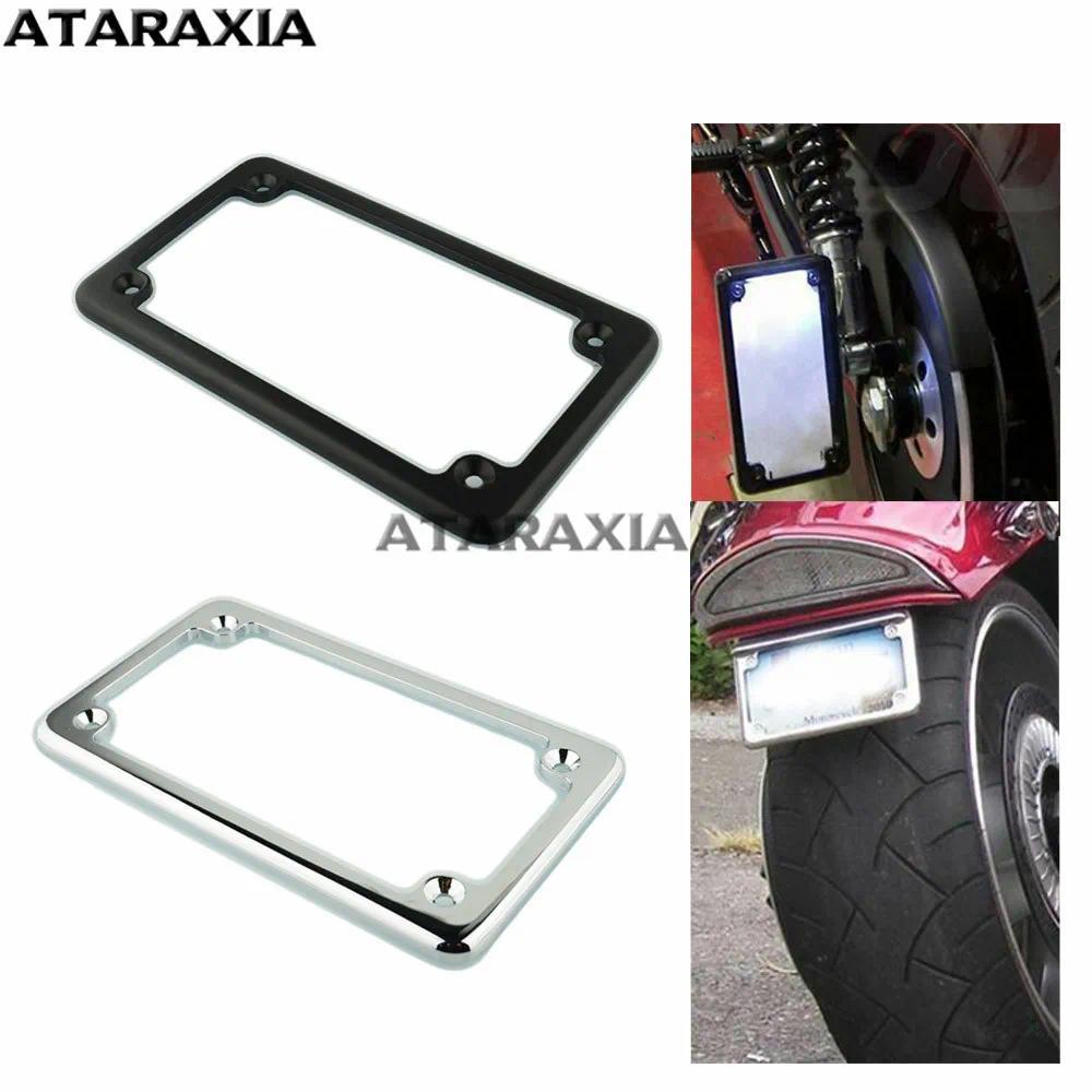 N2Steel Motorcycle License Plate Frame 4x7inch Motor Bike Scooter Chopper Holder Number Frame Mount 