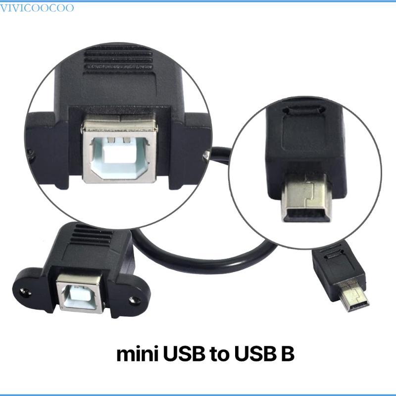 VIVI Mini USB ถึง USB B พร้อมแผง Mount สกรู Mini USB ชาย USB B หญิงขยายลวด Extender ข้อมูลสําหรับ Pr