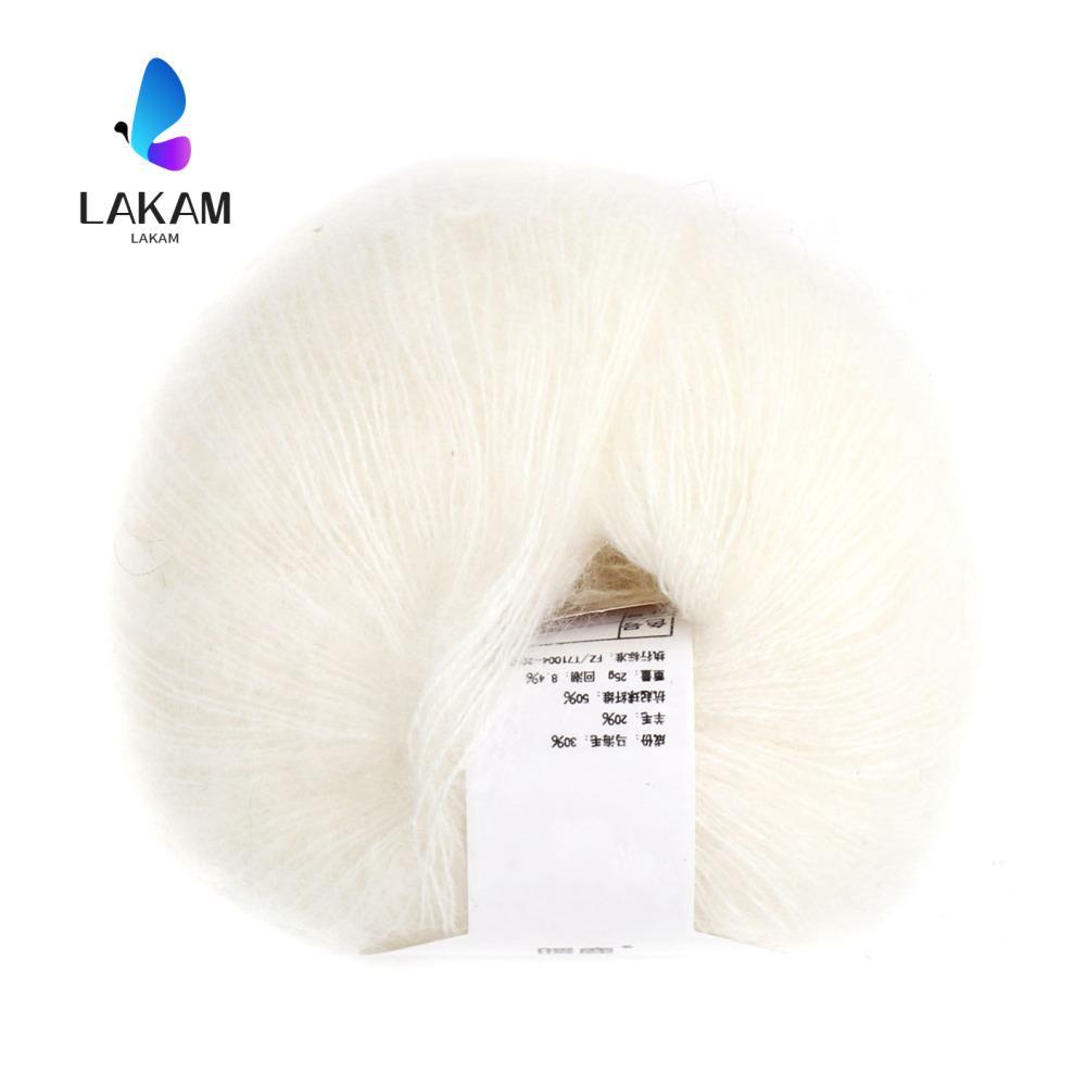 LAKAM Faux Mohair Yarn, Soft Texture ยาวขนสัตว์ Mohair Yarn, Soft Fuzzy Fur Thin Gauge Fluffy Yarn ส