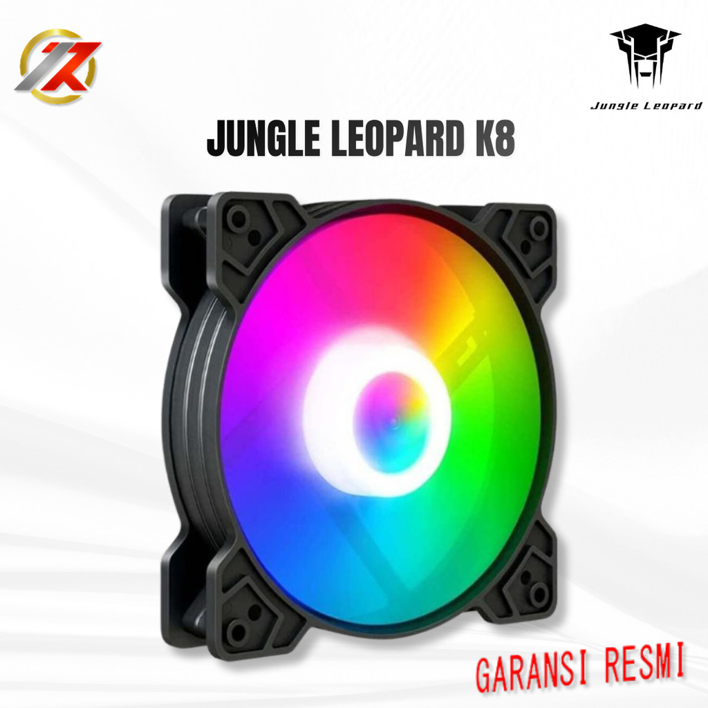 JUNGLE LEOPARD K8 BLACK AUTO RGB RAINBOW 120mm NON PWM Fan Molex 4pin | พัดลมปลอก Standard Molex 4 P