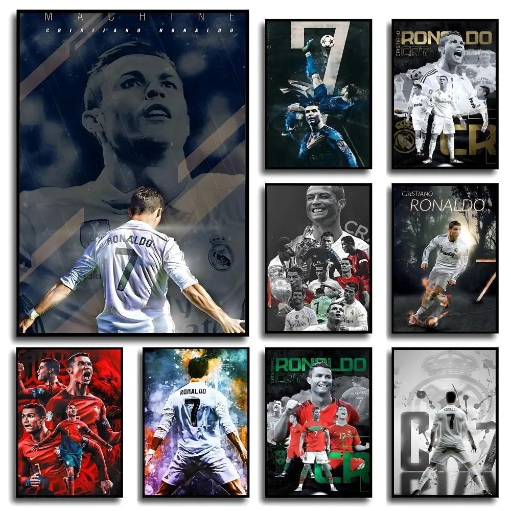 Football Star C-CR7-s โปสเตอร์โปสเตอร์ Club Bar กระดาษ Vintage โปสเตอร์ Wall Art ภาพวาดห้องนอน