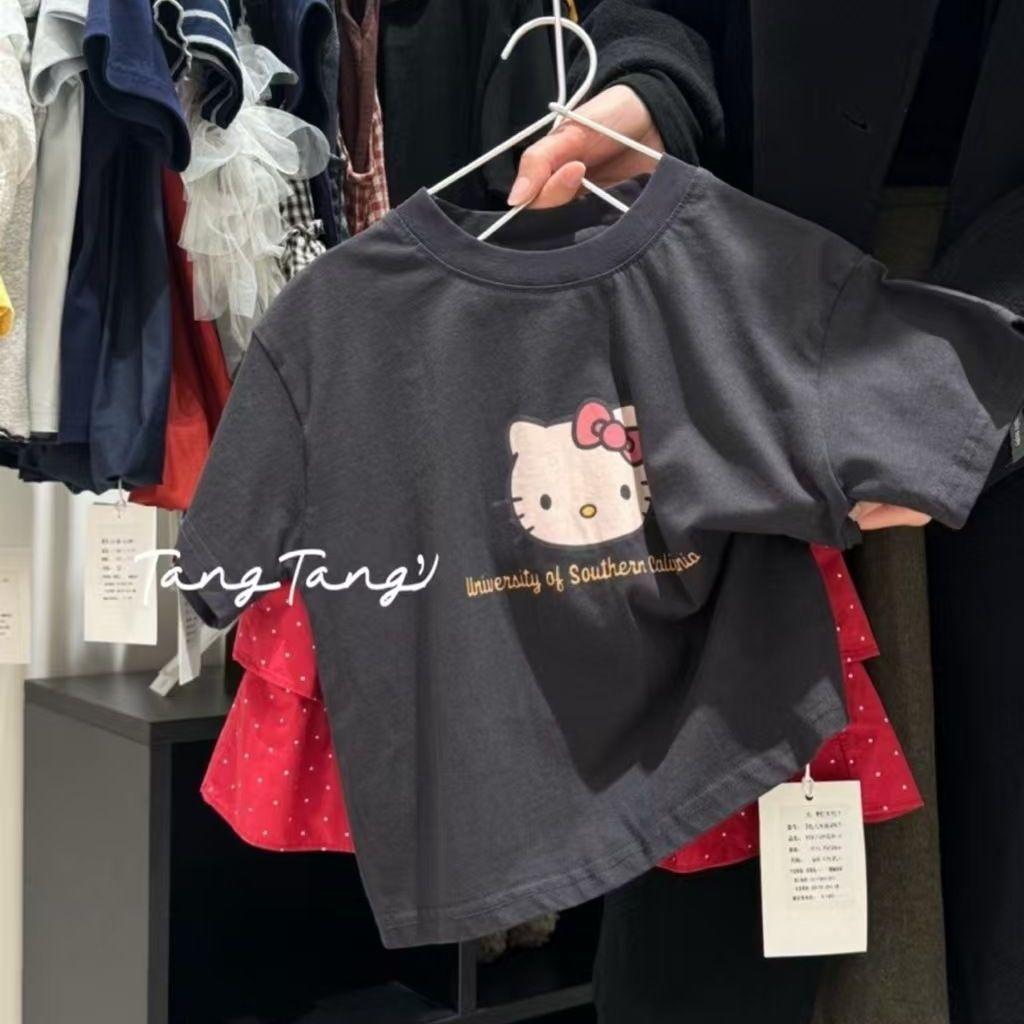 [คลังสินค้าพร้อม] สาวเกาหลีการ์ตูนพิมพ์เสื้อยืดแขนสั้นเด็กบางครึ่งแขนสาวสบายๆระบายอากาศฤดูร้อนด้านบน