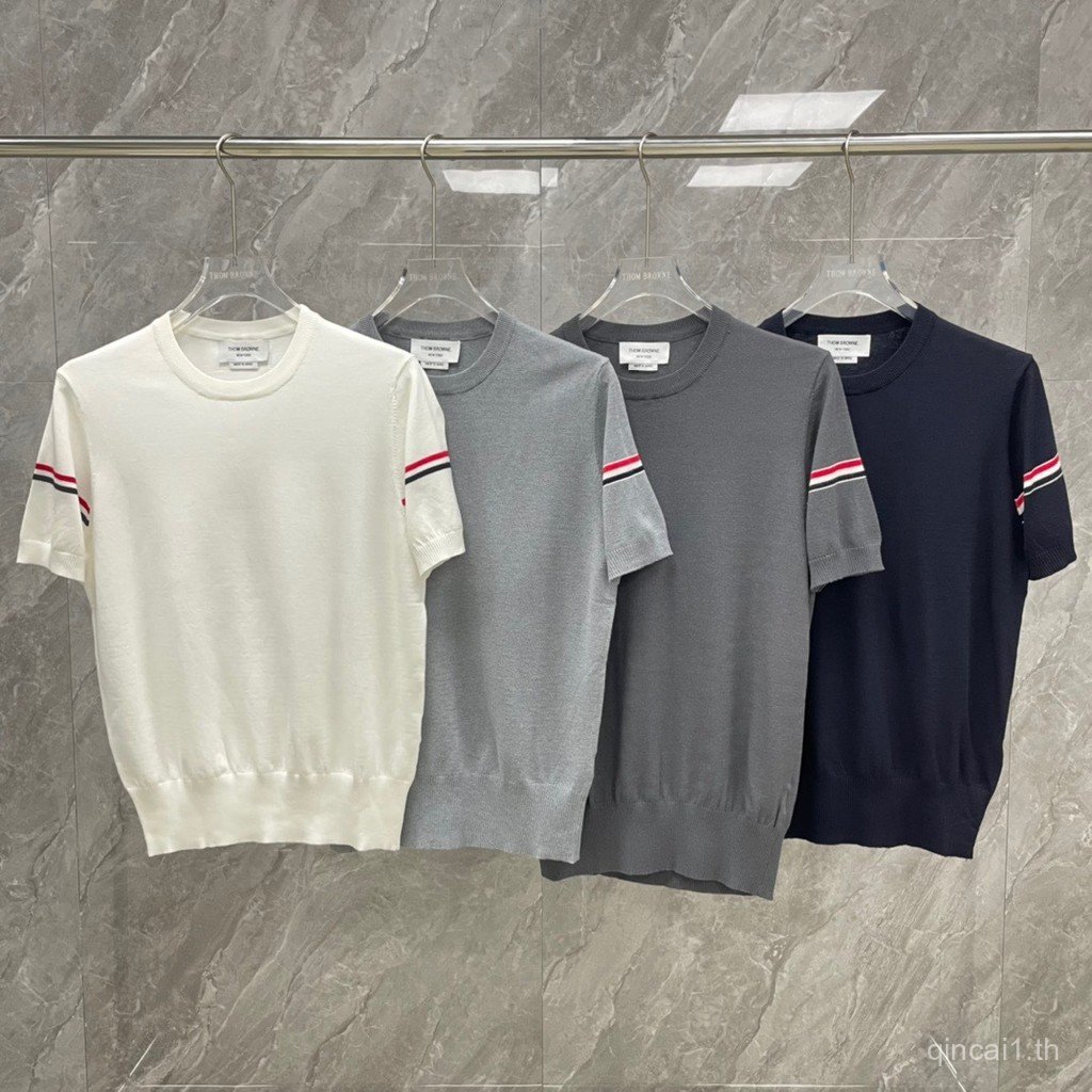 2ECE Double-Sleeved Webbingถักแขนสั้นเสื้อยืดรอบคอเรียบง่ายPppyสไตล์ครึ่งแขนด้านบน
