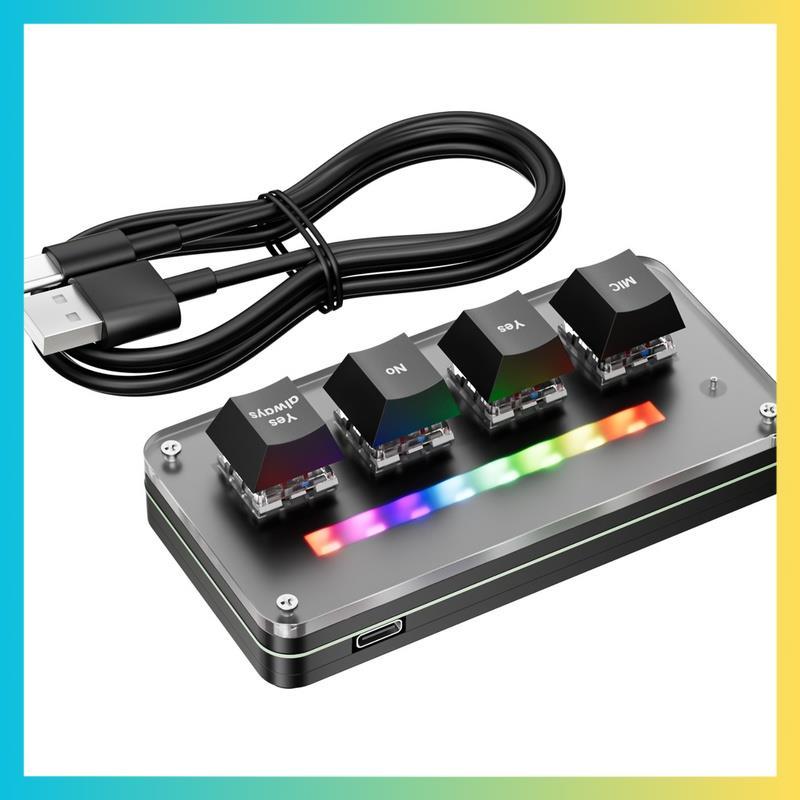 แป้นพิมพ์อินพุตเสียง 4-Key ปรับแต่งปุ่มมาโครแบบมีสายลัด Copy-Paste คีย์บอร์ด Vibecoding Functionmirr