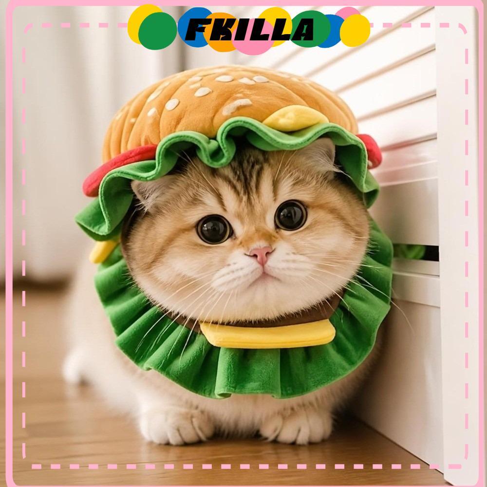 FKI Pet Burger Hat, แฮมเบอร์เกอร์ Cross Dressing Cat Headgear, Party คอสเพลย์ตลกปรับหมวกสุนัขสําหรับ