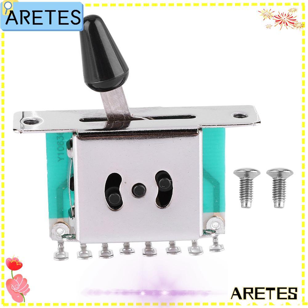 AREES 5-Way Pickup Selector Switch, 5-Way Position Metal Guitar Lever Switch, Professional Silver El