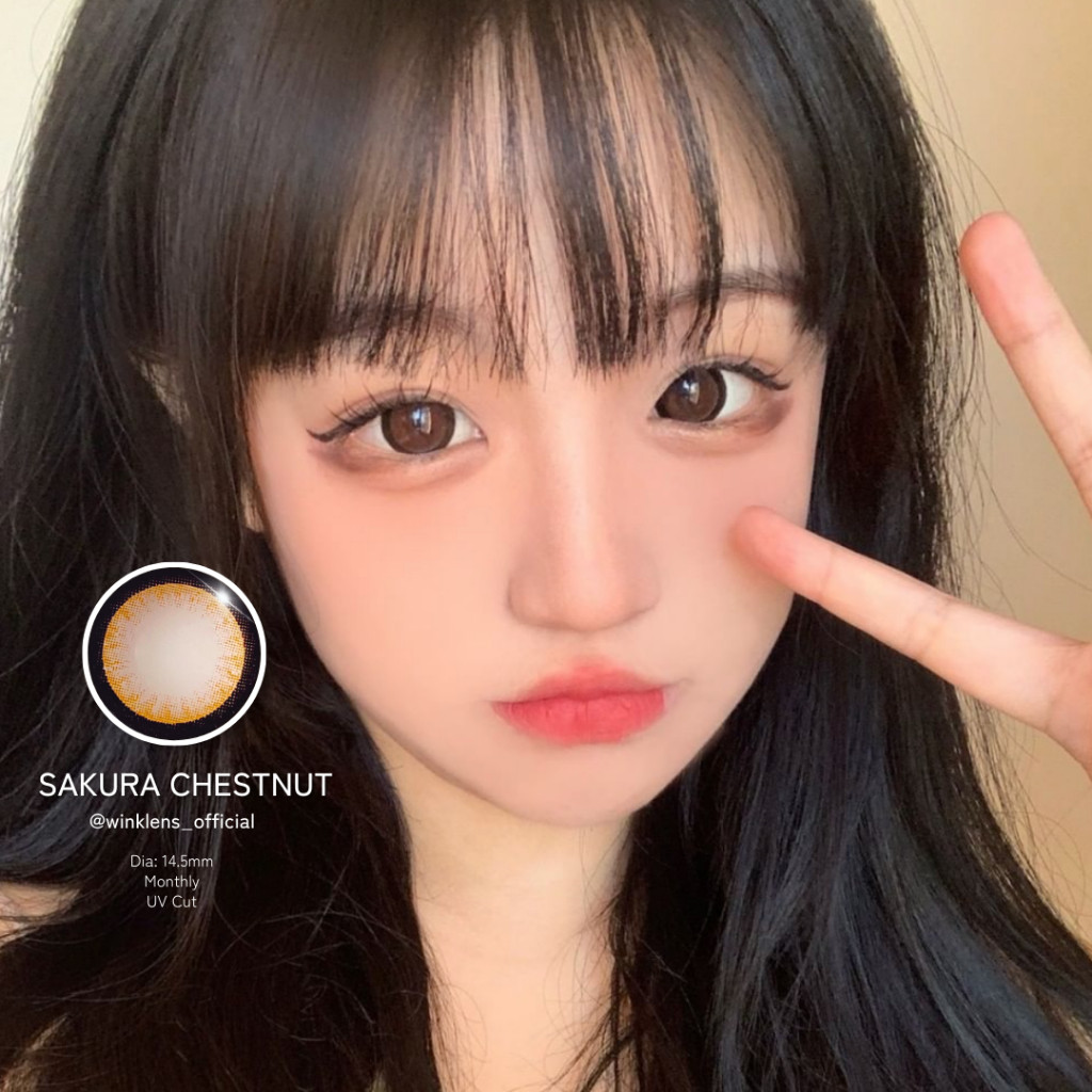 🔥คอนแทคเลนส์💕ขนาดบิ๊กอาย💕brown / gray💕Sakura (Wink)