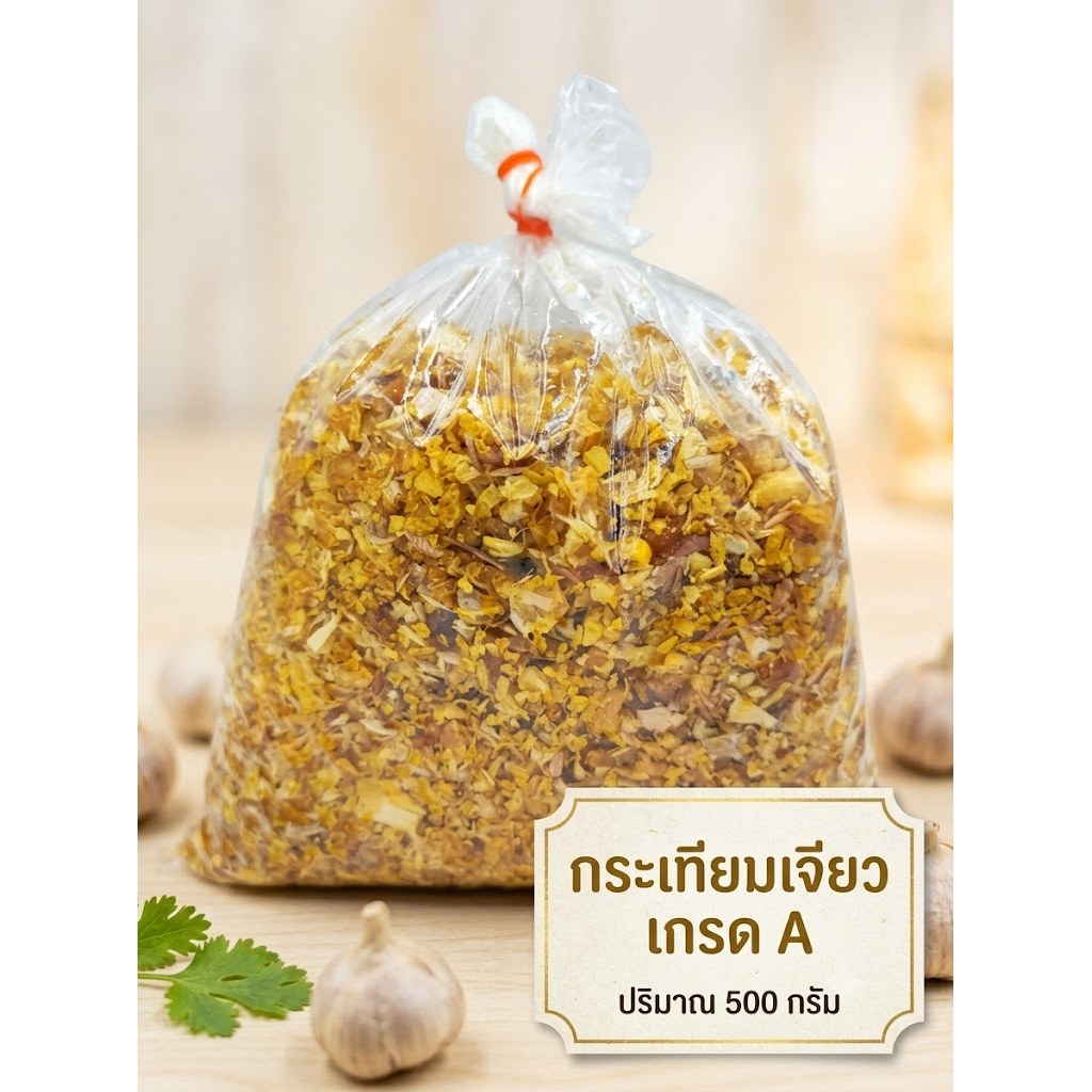 กระเทียมเจียว รีดน้ำมัน 500กรัม (หอม กรอบ อร่อย)