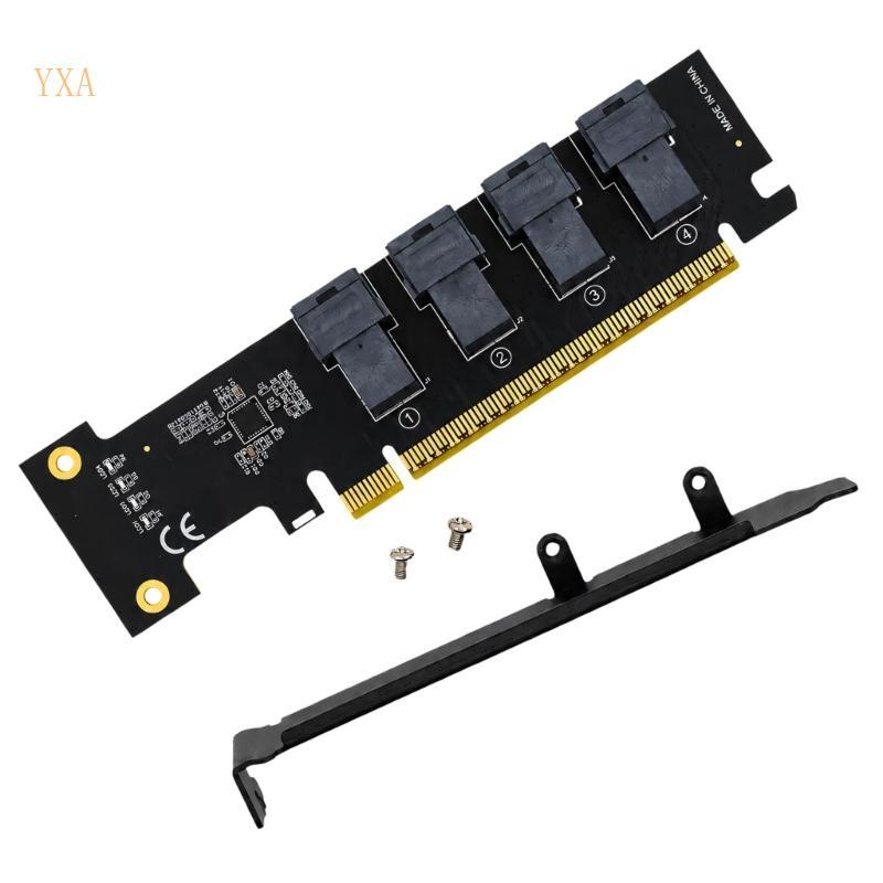 YXA PCIe X16 การ์ดจัดเก็บข้อมูลภายในพร้อม 4x SFF-8643 เส้นสําหรับสล็อตเดสก์ท็อปไดรฟ์การเจริญเติบโต C