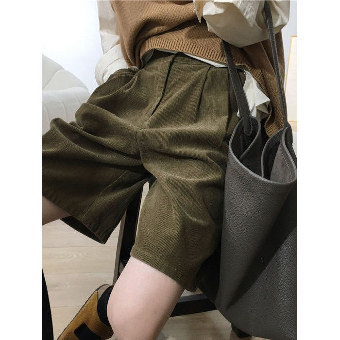 การค้าต่างประเทศส่งออกญี่ปุ่น Order ต่างประเทศ Order ~ Corduroy กางเกงขากว้างผู้หญิง Plus ขนาดแฟชั่น