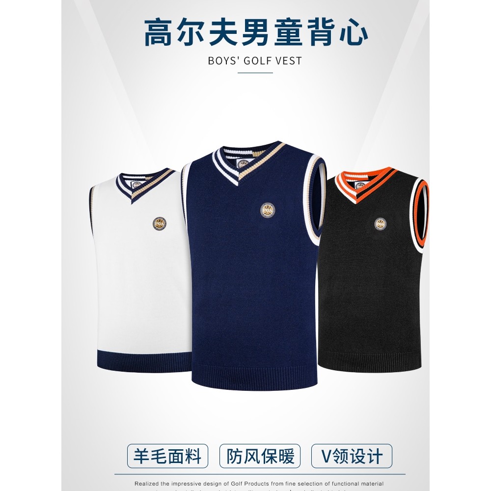 PGA Golf Jersey เด็กถักเสื้อกั๊กเด็ก Mercerized Wool Warm Vest แฟชั่น V คอ