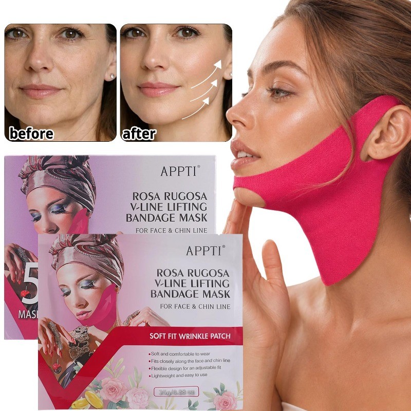 5 ชิ้น Ear-Loop V-Line Slim Face Mask - Cheek Lift Up - Chin Up Patch - Hydrating, Moisturizing - Fa