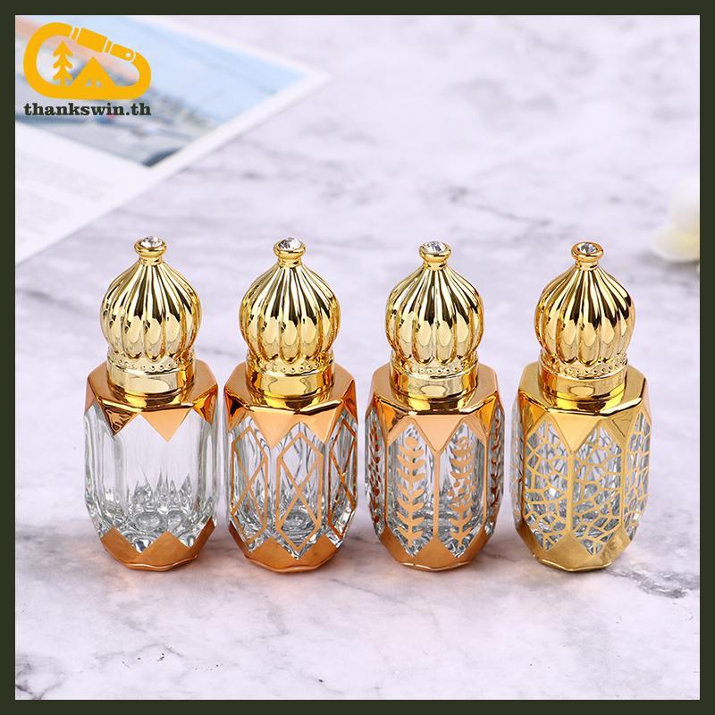 Thankswin 6ml Golden Refillable Perfume Bottles Glass Roll-on Essential Oil Bottle th