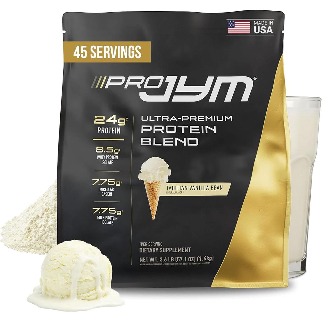 JYM Tahitian Vanilla Bean Whey & Casein Protein Powder, 3.6 ปอนด์, 45 เสิร์ฟ