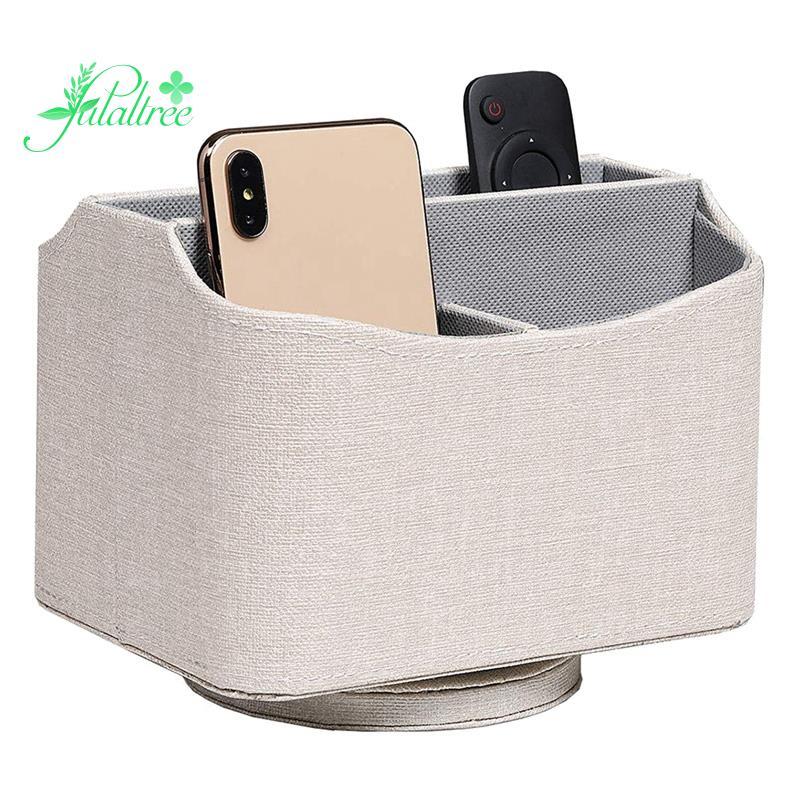 [ ]PU Leather 360 Degrees Rotatable Remote Control/Controller Organizer, TV Guide/Mail/Media Desktop