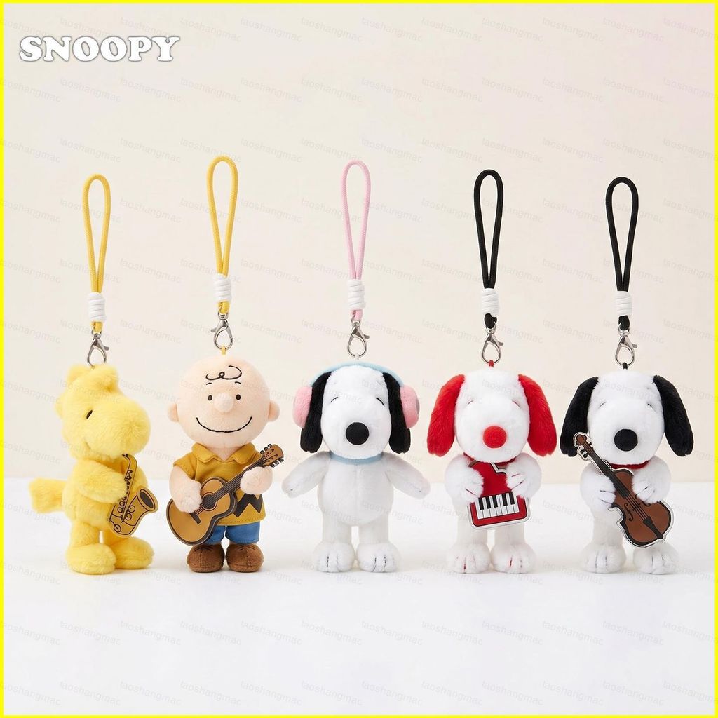 YT3 PEANUTS Snoopy Woodstock Charlie Brown Plushie Music Band พวงกุญแจตุ๊กตาน่ารักตุ๊กตากระเป๋า Char