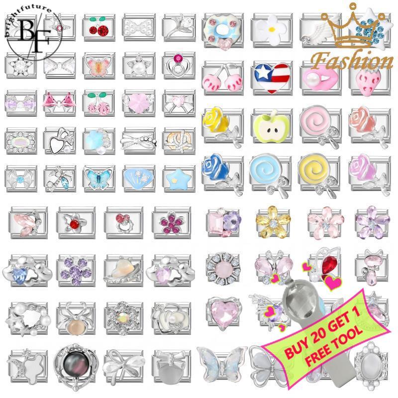100รูปแบบเพชรชุดอิตาลีเสน่ห์สร้อยข้อมือพอดี9มิลลิเมตรสร้อยข้อมือสแตนเลสเครื่องประดับทําอุปกรณ์ทําเองย้อนยุคบุคลิกภาพโมดูลสร้อยข้อ