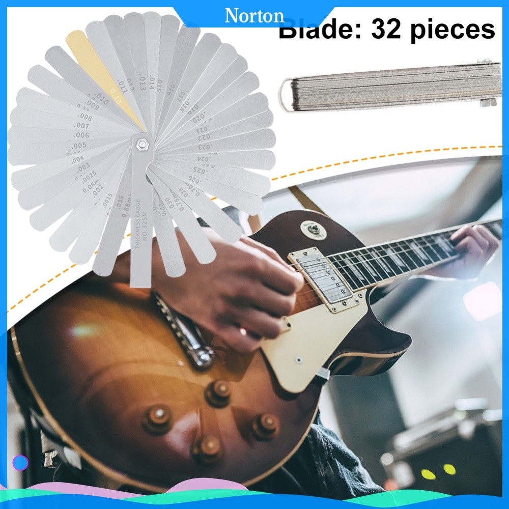 ❦HW เครื่องวัด 32-Blade ความแม่นยําสูงสําหรับกีตาร์ Frets สแตนเลสเมตริก