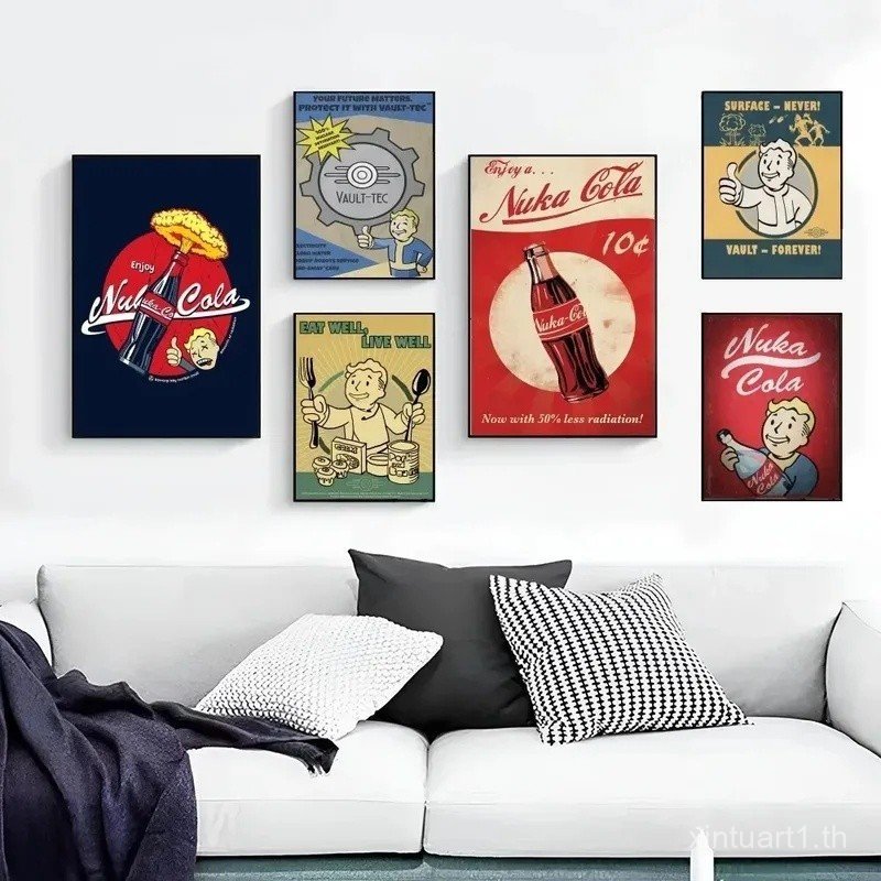 ภาพวาดผ้าใบ Fallout 3 4 เกมภาพยนตร์โปสเตอร์ Vintage Room Home Bar Cafe Decor ห้องนั่งเล่น Wall Home 